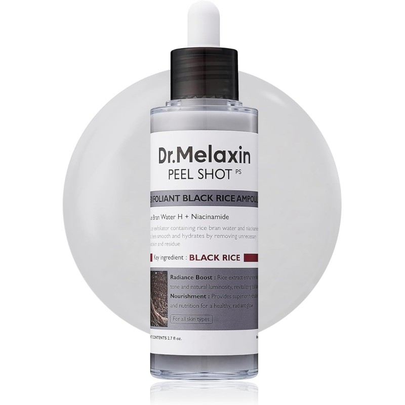 Dr.Melaxin Peel Shot Glow Black Rice Peeling Ampoule 80ml – Korean Exfoliating Face & Body Scrub Dr.Melaxin Peel Shot Glow Black Rice Peeling Ampoule 80ml – Korean Exfoliating Face & Body Scrub