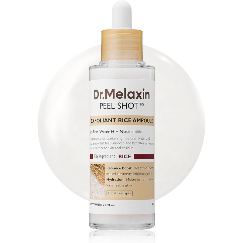 Dr.Melaxin Peel Shot Glow White Rice Peeling Ampoule 80ml – Korean Exfoliating Face & Body Scrub Dr.Melaxin Peel Shot Glow White Rice Peeling Ampoule 80ml – Korean Exfoliating Face & Body Scrub
